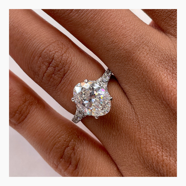 2.63ct Oval F-VS Lab Grown Diamond Cluster Engagement Ring