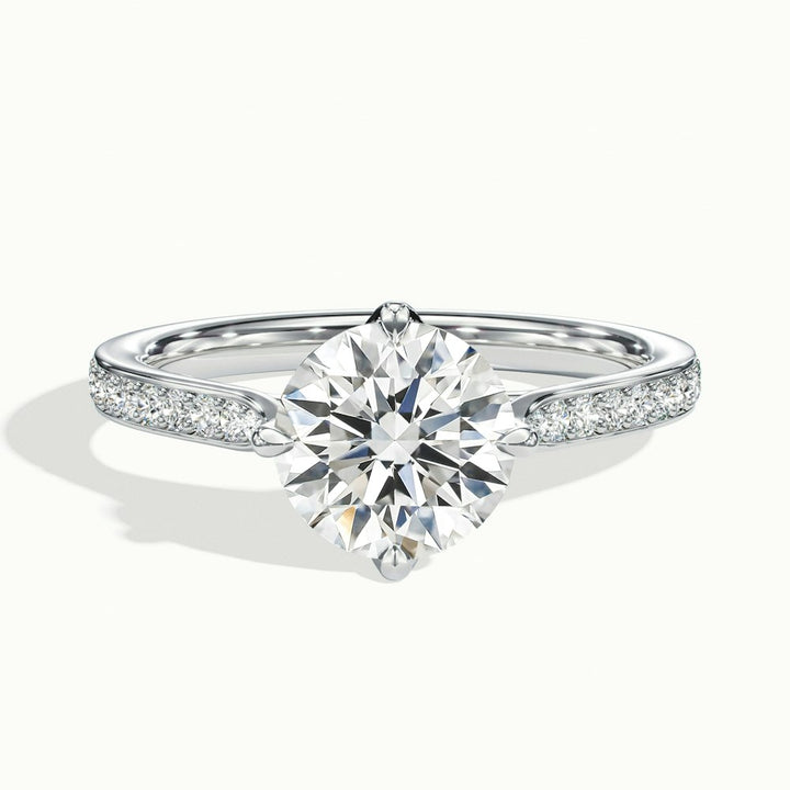 1.0CT Round Cut Diamond Pave Moissanite Engagement Ring