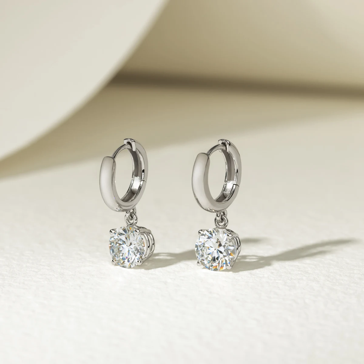 Round Cut Moissanite Drop Diamond Earrings for Women