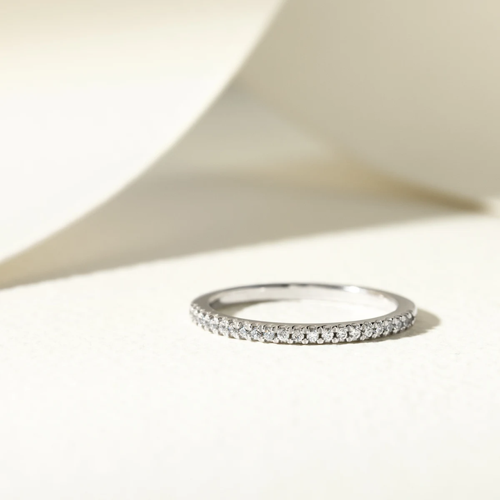 Round Cut Moissanite Half Eternity Diamond Wedding Band