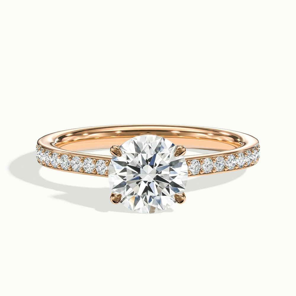 1.0CT Round Cut Moissanite Channel Pave Engagement Ring