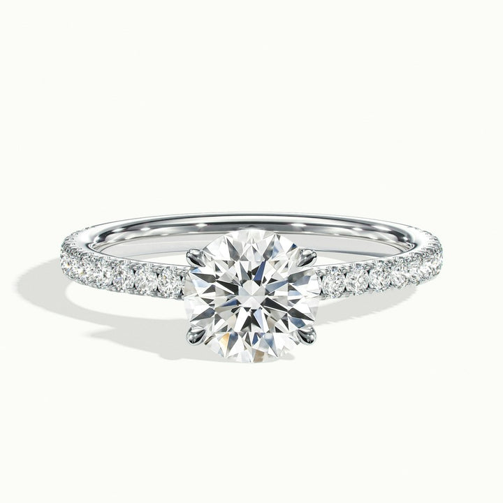 1.0CT Round Cut Pave Moissanite Diamond Engagement Ring