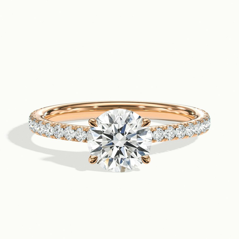 1.0CT Round Cut Pave Moissanite Diamond Engagement Ring