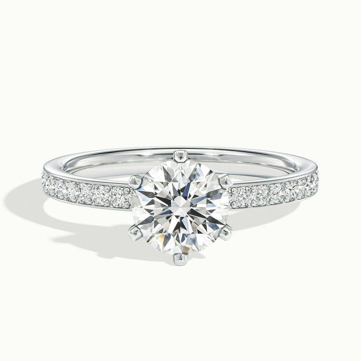 1.50CT Round Cut Moissanite Channel Set Pave Diamond Engagement Ring