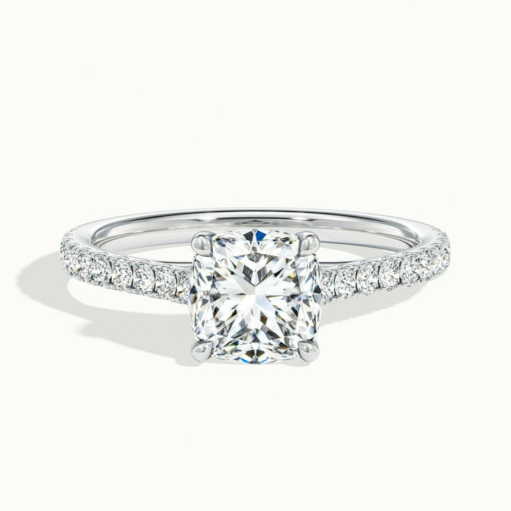 1.0CT Cushion Cut Pave Diamond Moissanite Engagement Ring