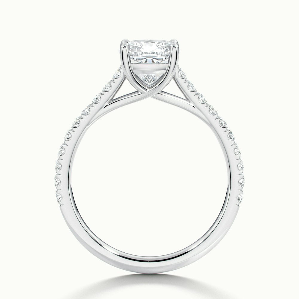 1.0CT Cushion Cut Pave Diamond Moissanite Engagement Ring