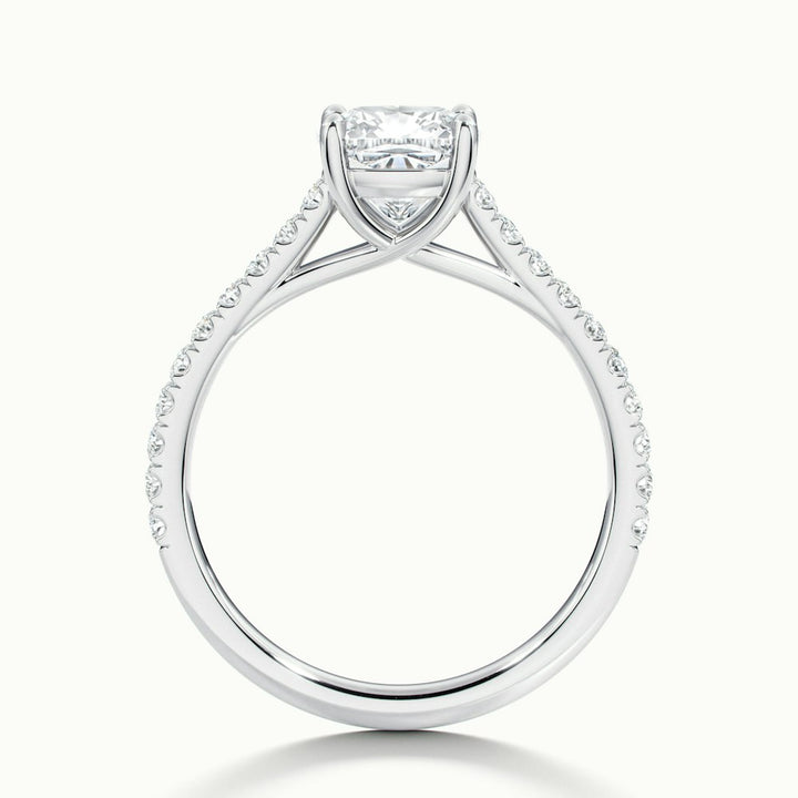 1.0CT Cushion Cut Pave Diamond Moissanite Engagement Ring