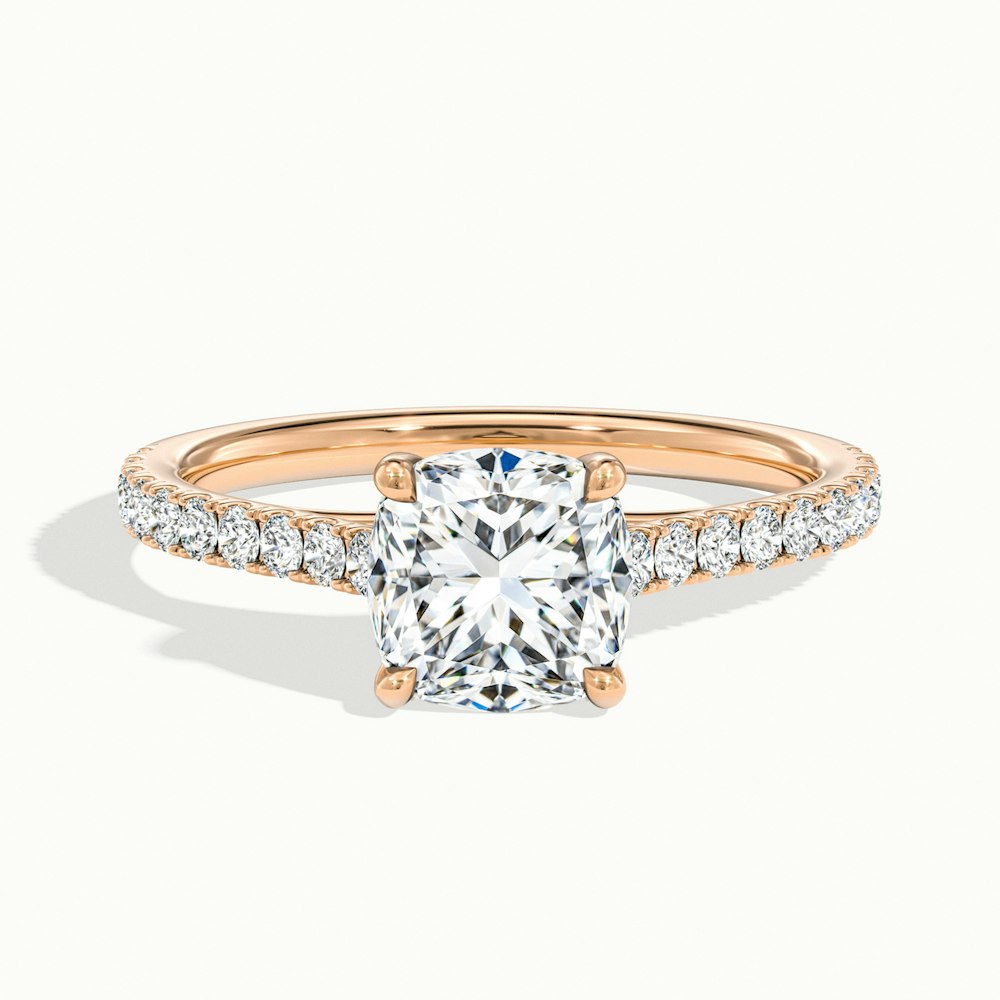 1.0CT Cushion Cut Pave Diamond Moissanite Engagement Ring