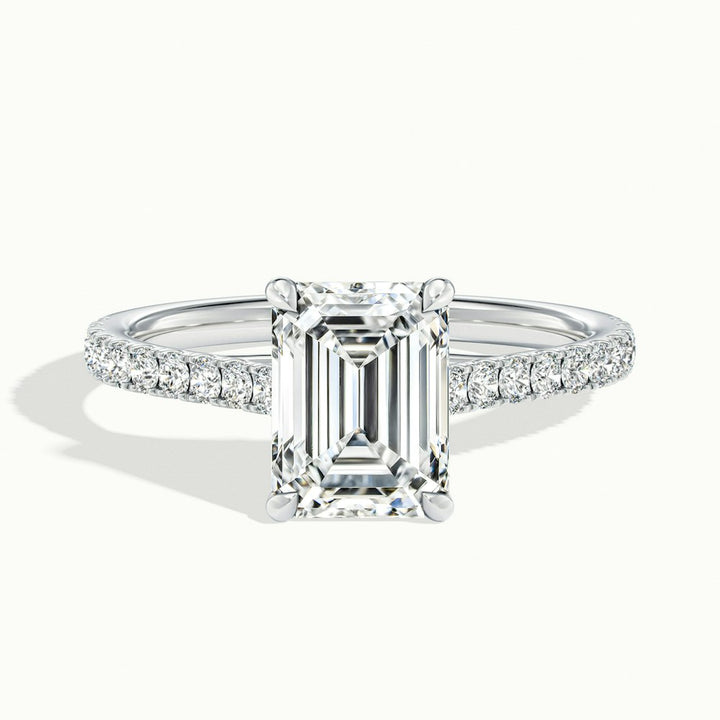 1.50CT Emerald Cut Pave Diamond Moissanite Engagement Ring