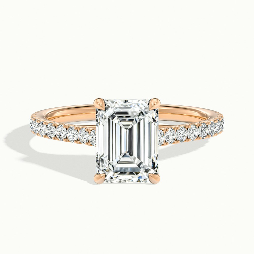 1.50CT Emerald Cut Pave Diamond Moissanite Engagement Ring