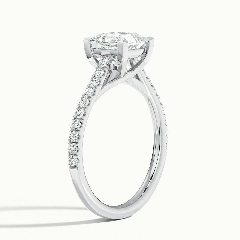 1.50CT Princess Cut Diamond Pave Moissanite Engagement Ring