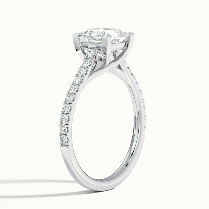 1.50CT Princess Cut Diamond Pave Moissanite Engagement Ring