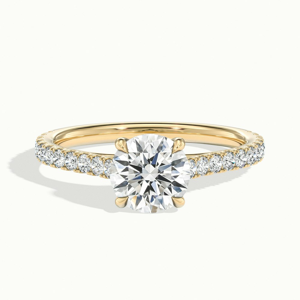 2.0CT Round Cut Pave Diamond Moissanite Engagement Ring