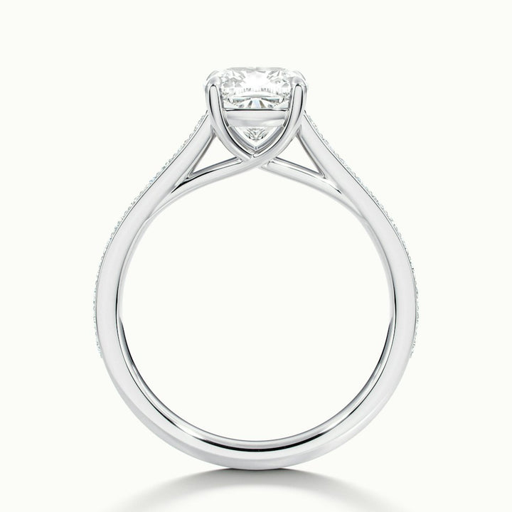 1.0CT Cushion Cut Channel Set Pave Moissanite Engagement Ring