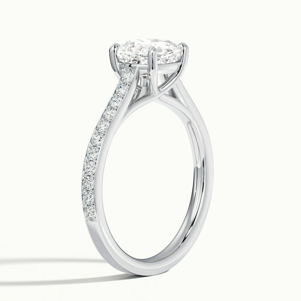 1.0CT Cushion Cut Channel Set Pave Moissanite Engagement Ring