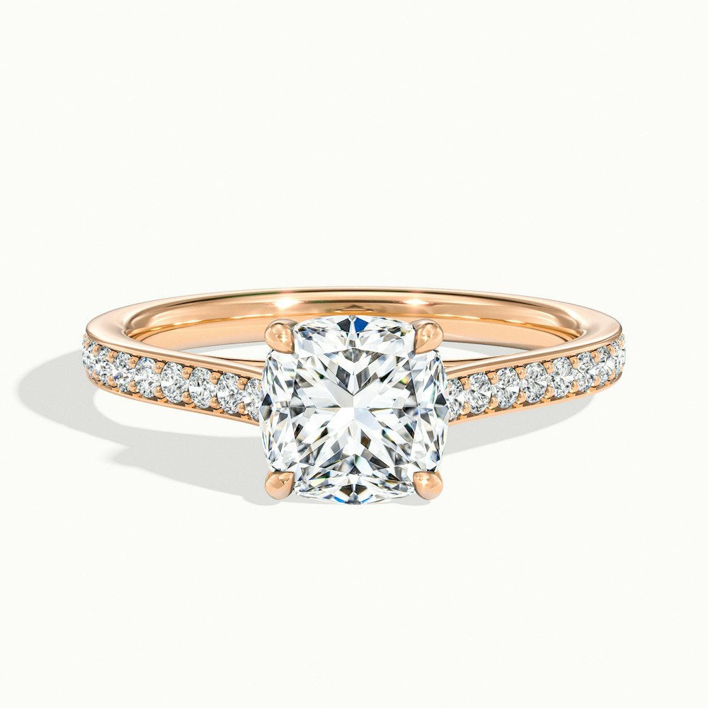 1.0CT Cushion Cut Channel Set Pave Moissanite Engagement Ring