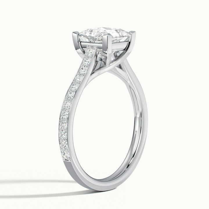 1.50CT Princess Cut Diamond Channel Set Pave Moissanite Engagement Ring