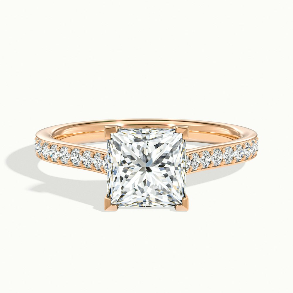 1.50CT Princess Cut Diamond Channel Set Pave Moissanite Engagement Ring