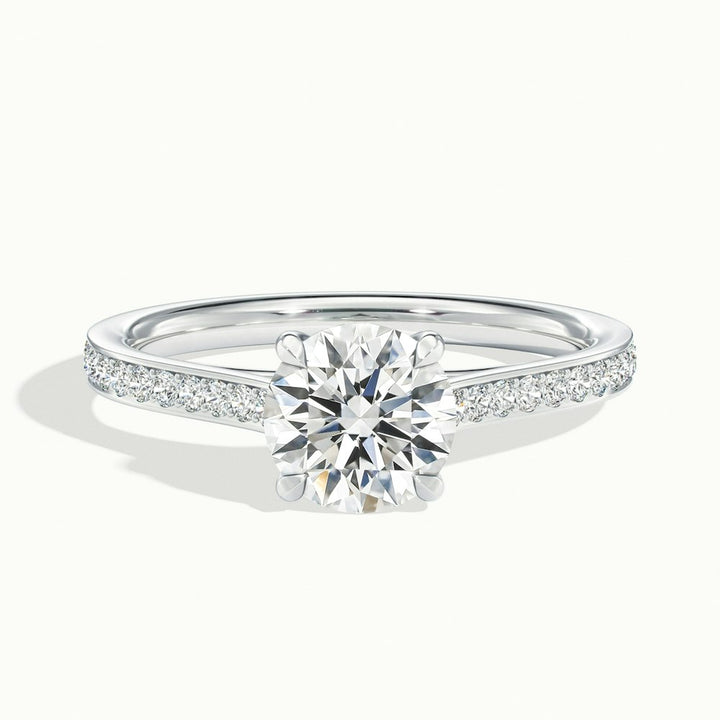 2.0CT Round Cut Diamond Channel Set Pave Moissanite Engagement Ring