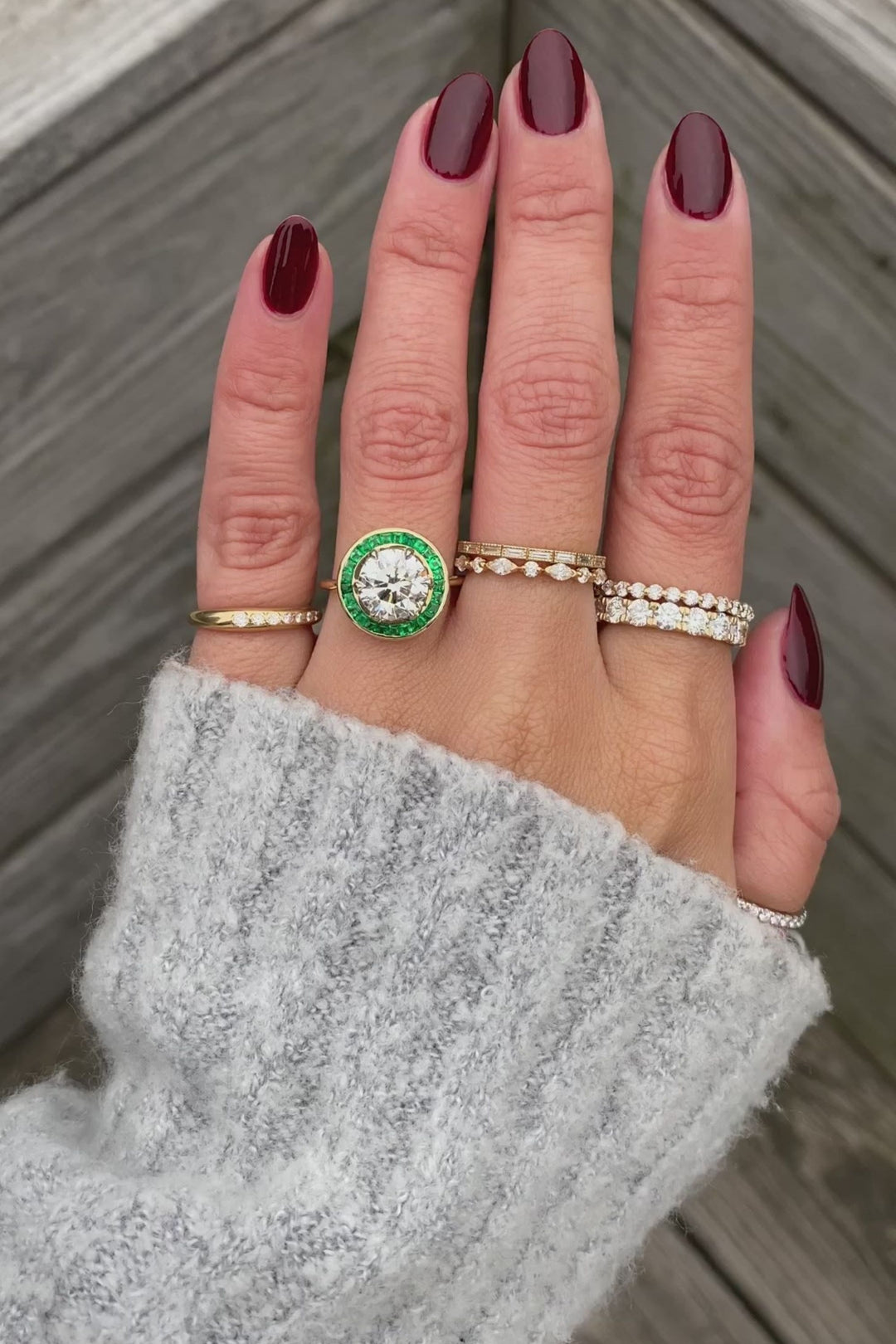 4.0CT Round Diamond with Emerald Halo Diamond Olivia Wilde Engagement Ring