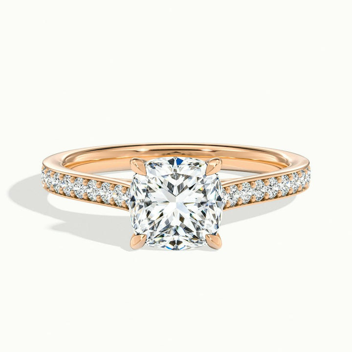 1.50CT Cushion Cut Moissanite Channel Set Pave Diamond Engagement Ring