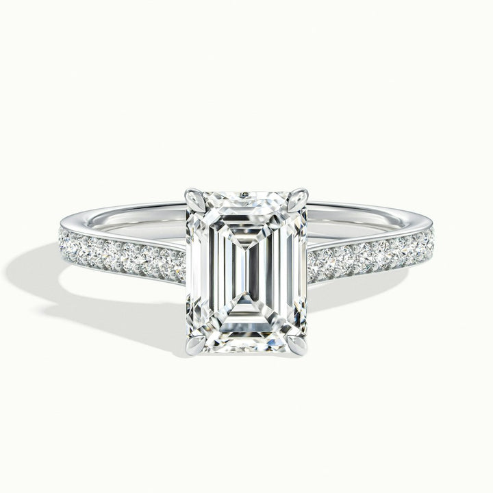 1.0CT Emerald Cut Diamond Moissanite Channel Set Pave Engagement Ring