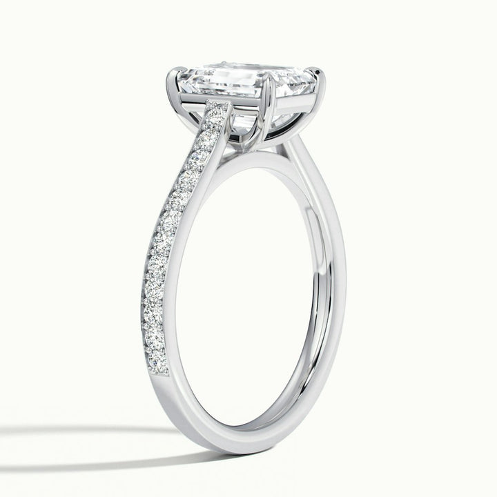 1.0CT Emerald Cut Diamond Moissanite Channel Set Pave Engagement Ring