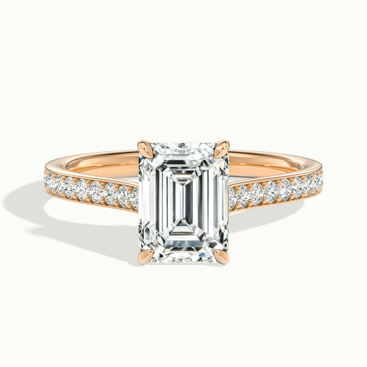 1.0CT Emerald Cut Diamond Moissanite Channel Set Pave Engagement Ring