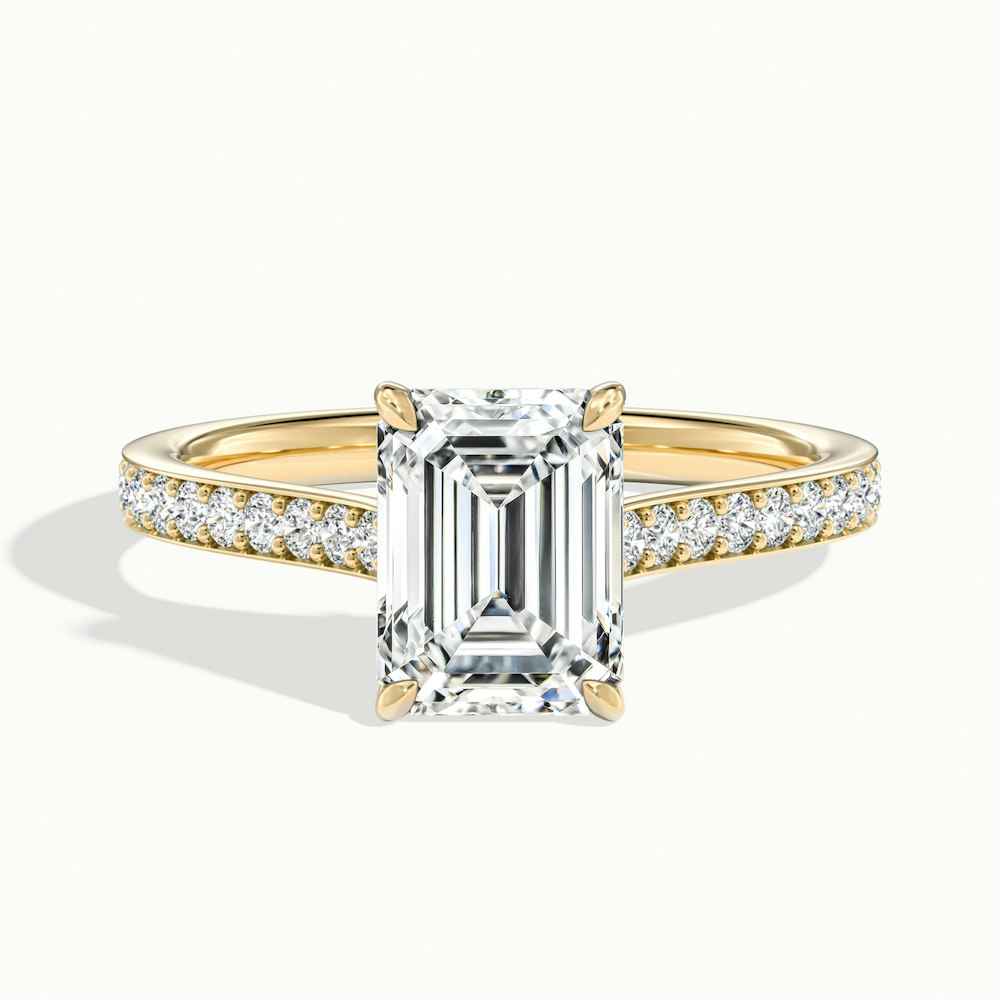 1.0CT Emerald Cut Diamond Moissanite Channel Set Pave Engagement Ring