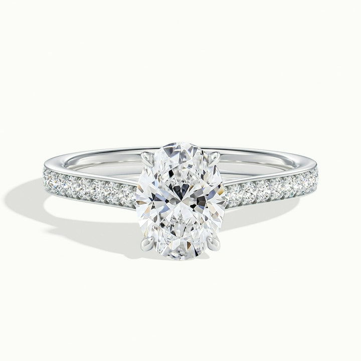 2.0CT Oval Cut Moissanite Diamond Channel Set Pave Engagement Ring