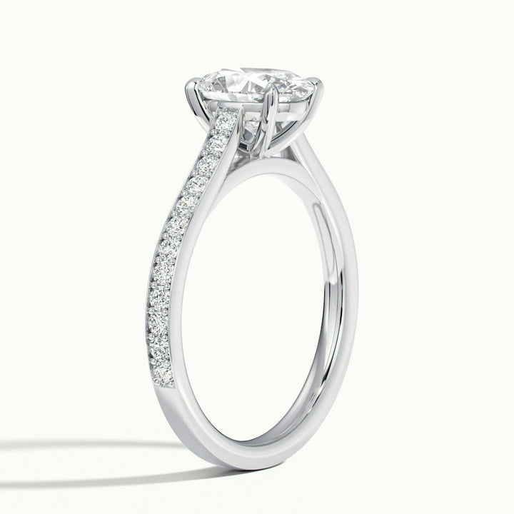 1.50CT Oval Cut Channel Set Pave Moissanite Engagement Ring