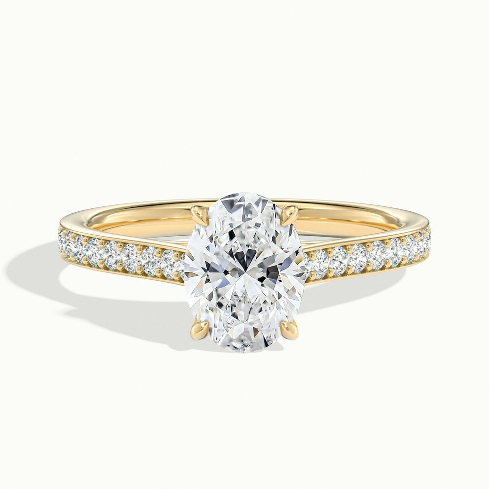 2.0CT Oval Cut Moissanite Diamond Channel Set Pave Engagement Ring