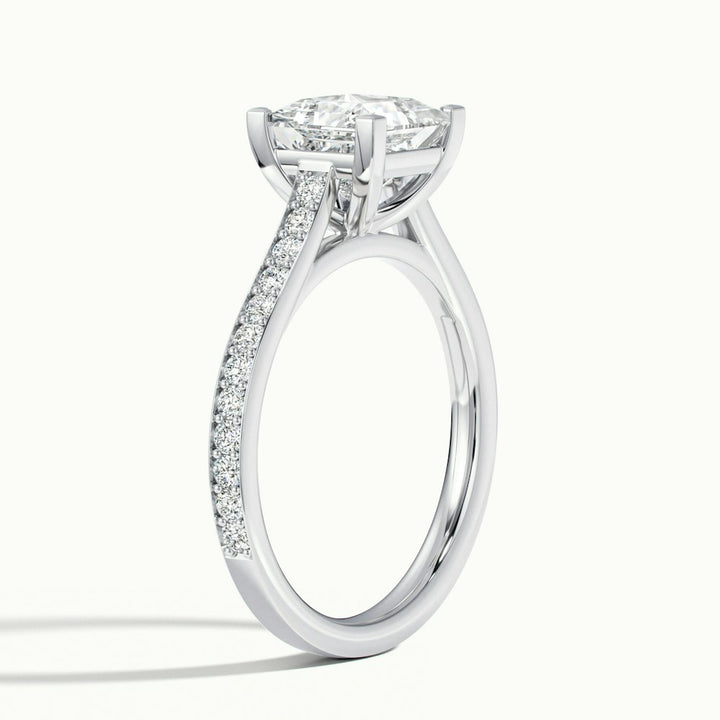 1.50CT Princess Cut Diamond Channel Set Pave Moissanite Engagement Ring