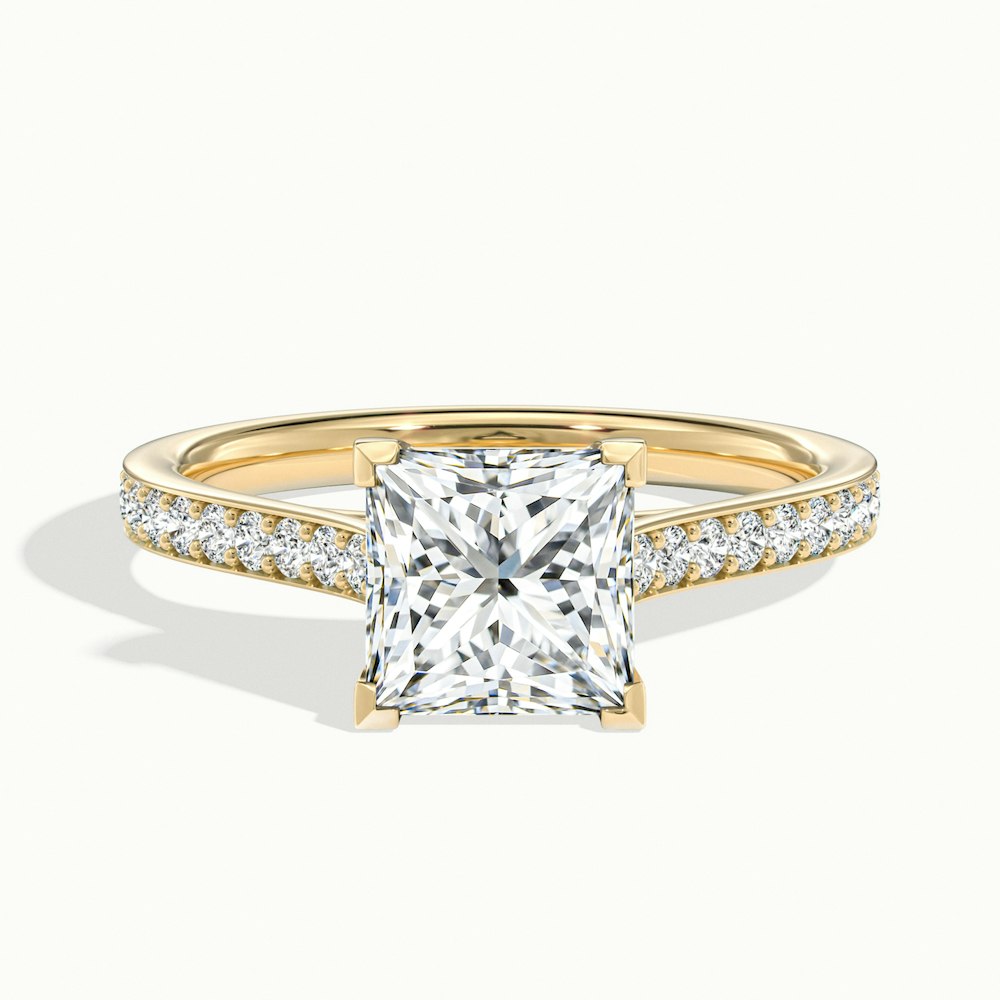 1.50CT Princess Cut Diamond Channel Set Pave Moissanite Engagement Ring