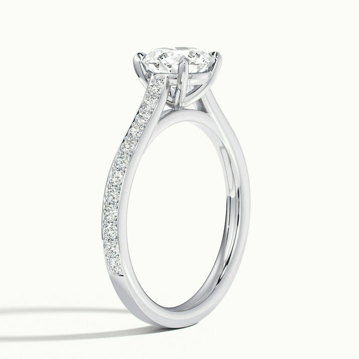 1.50CT Round Cut Moissanite Channel Set Pave Diamond Engagement Ring