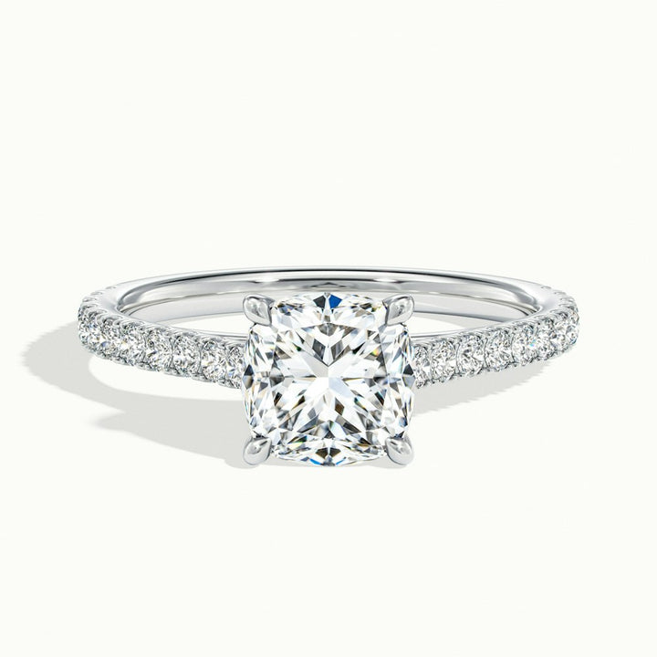 1.50CT Cushion Cut Moissanite Pave Diamond Engagement Ring