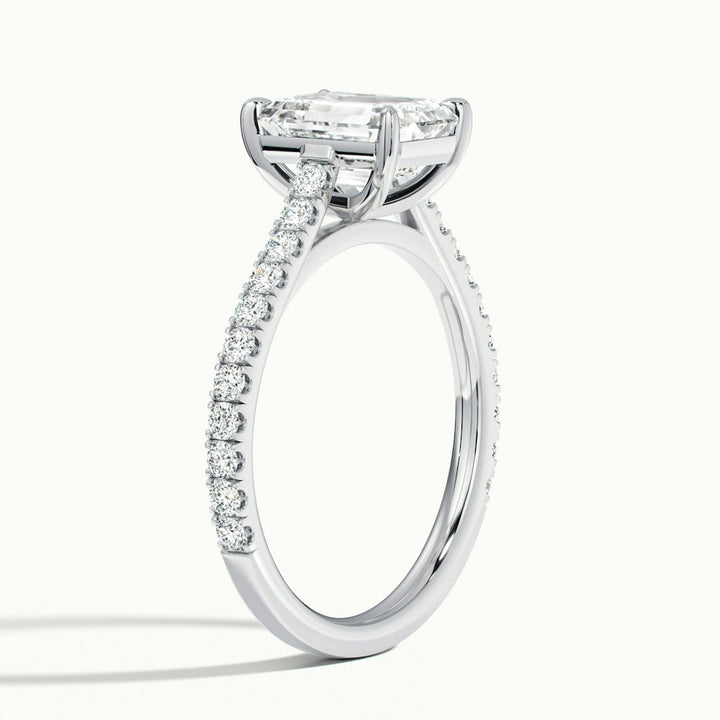 2.0CT Emerald Cut Pave Moissanite Diamond Engagement Ring