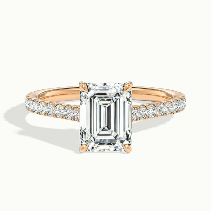 1.0CT Emerald Cut Pave Moissanite Diamond Engagement Ring