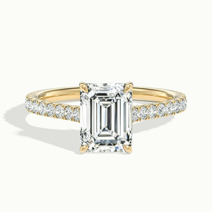 1.0CT Emerald Cut Pave Moissanite Diamond Engagement Ring