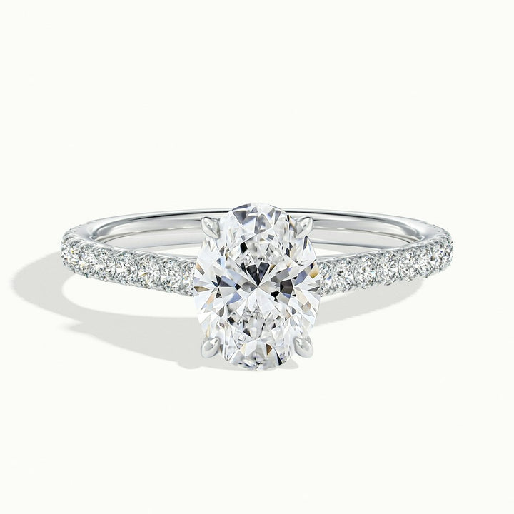 1.50CT Oval Cut Pave Moissanite Diamond Engagement Ring