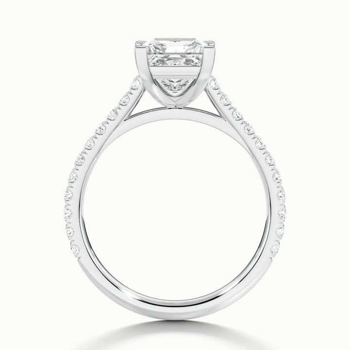 1.50CT Princess Cut Diamond Pave Moissanite Engagement Ring