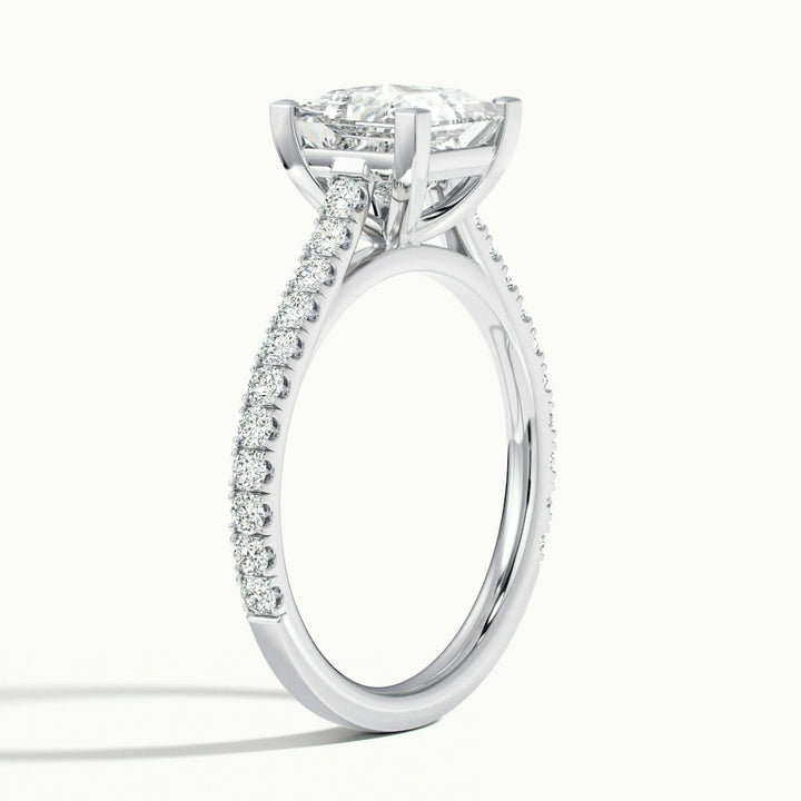 1.50CT Princess Cut Diamond Pave Moissanite Engagement Ring