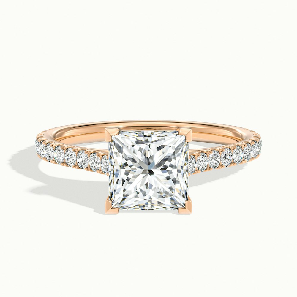 1.50CT Princess Cut Diamond Pave Moissanite Engagement Ring