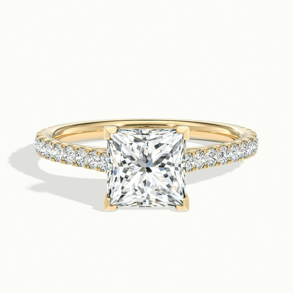 1.50CT Princess Cut Diamond Pave Moissanite Engagement Ring