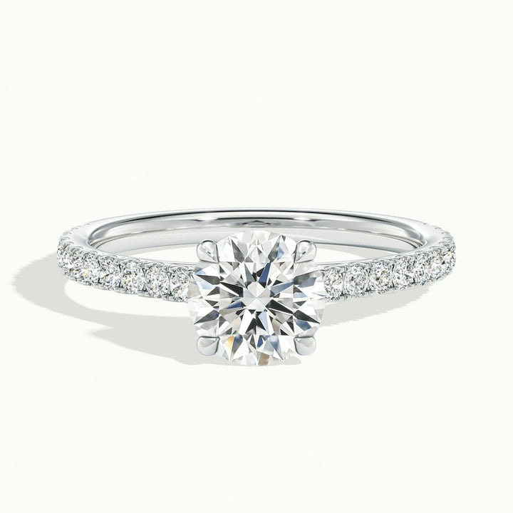 2.0CT Round Cut Moissanite Pave Diamond Engagement Ring