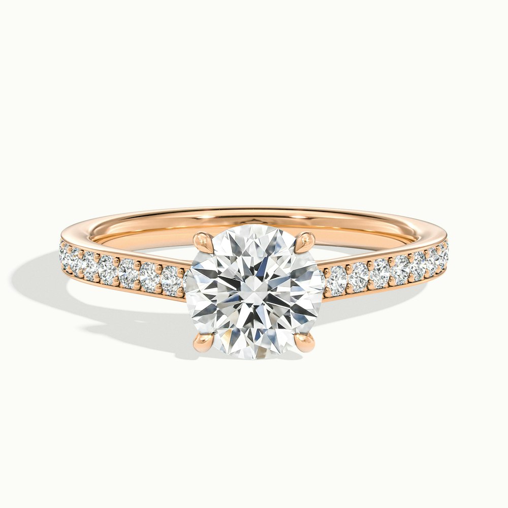 1.50CT Round Cut Channel Set Pave Moissanite Diamond Engagement Ring