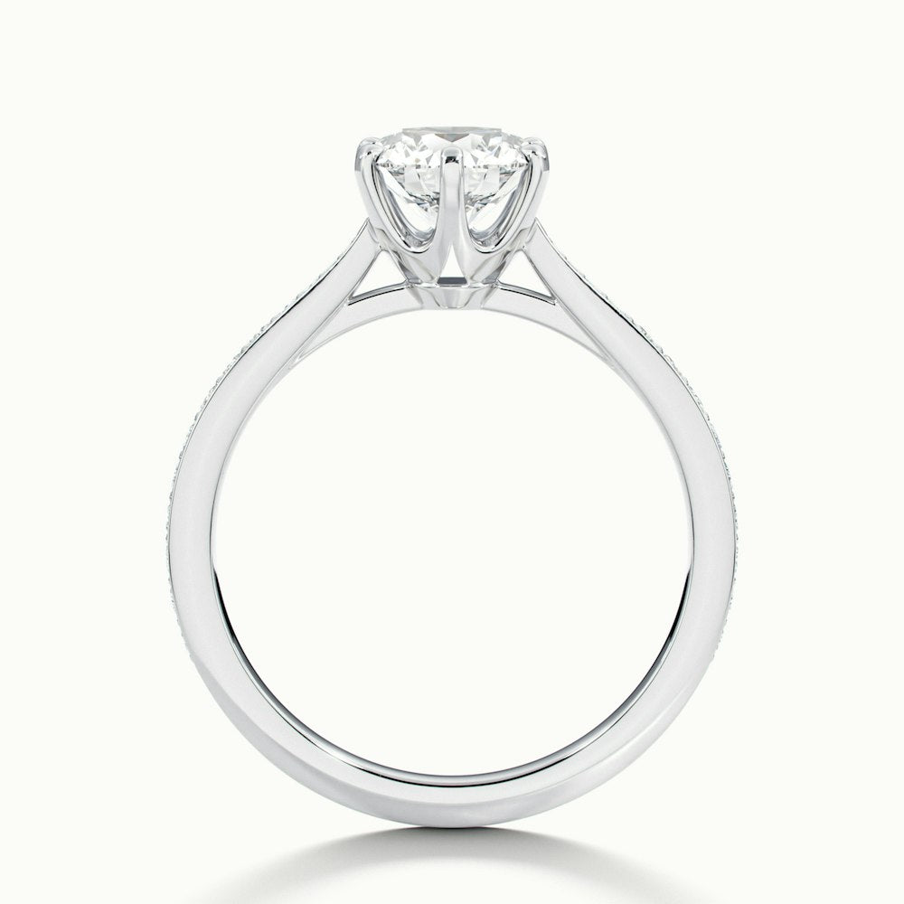 1.0CT Round Cut Channel Set Pave Moissanite Engagement Ring