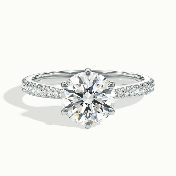 1.0CT Round Cut Diamond Pave Moissanite Engagement Ring