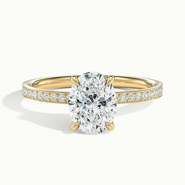 1.50CT Oval Cut Channel Set Pave Diamond Moissanite Engagement Ring