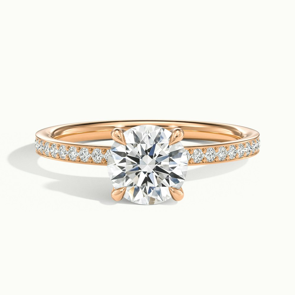 2.0CT Round Cut Channel Set Pave Moissanite Diamond Engagement Ring